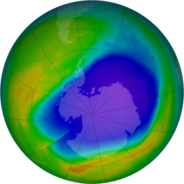 Antarctic ozone map for 13 October 2008